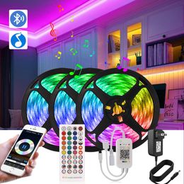 LED Strip Licht Bluetooth LED Ruban TV -achtergrondverlichting afstandsbediening Luminous Neon Room Holiday Party Decoratieve lichten