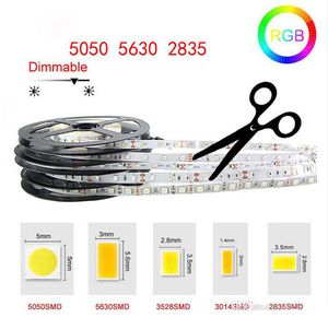 LED Strip Light High Bright 5M SMD2835 5050 5630 DC 12V 60LEDS / M Flexibel Lint Waterdichte Tape Decor LED-verlichting