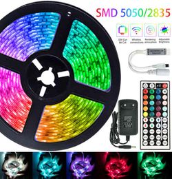 Tira de luz LED Control remoto por infrarrojos RGB 5050 2835 Lámpara de cinta impermeable de 12V Decoración de dormitorio para festival 5M 10M 20M 30M W21827219