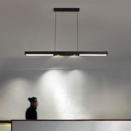 LED Strip Light Office Kroonluchter Lampen één woord Rechthoek Geometrische Receptie Werkgebied Restaurant Designer Bar Spotlight