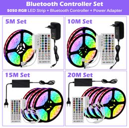 Tira de luces LED RGB 5050 Luces Sincronización de música Cambio de color Micrófono incorporado Luces de cuerda controladas por aplicación 5M 10M 20M