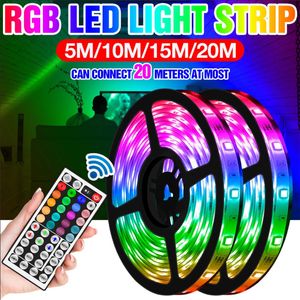 LED Strip Light RGB 5050SMD DC12V Flexibele LED-lint Waterdichte RGB LED Lichtband 5 M 10 M 15M 20m Kleurrijke Kamer Decoratie Lamp