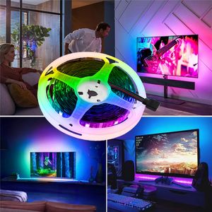 LED Strip Light RGB Flexibele lint Fita LED-licht 60 LED's / m met afstandsbediening 1M 2M 3M 4M 5M LED-lint