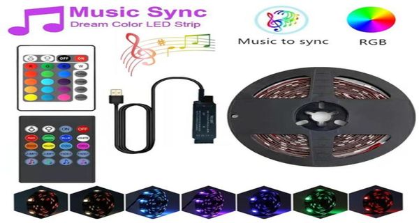 LED Strip Light USB Bluetooth 5050 RGB Light SMD DC5V Cinta de lámpara de cables Flexible Cinta TV TV Luces de retroceso Sn Diodo8025450