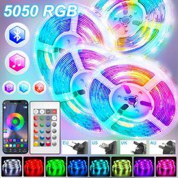 LED Strip Verlichting 5050 Led Licht 30 leds Flexibele Lint RGB Tape Diode Bluetooth APP Controlekamer Decoratie Met DC Adapter