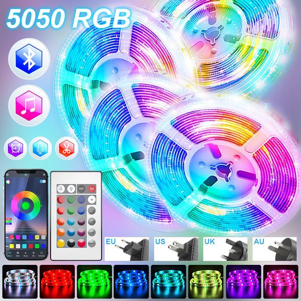 Bande lumineuse à LED 5050 lumière LED 30leds ruban Flexible rvb bande Diode Bluetooth APP salle de contrôle décoration avec adaptateur cc