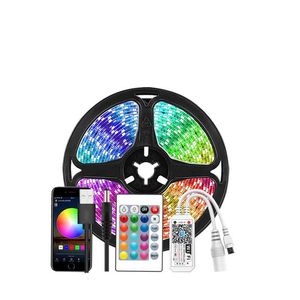 LED Strip Lights RGB 16.4ft Bluetooth -kleur Veranderen Licht App Control Smart LED's Stripr Kleuren Picking Multicolor Music Lighting voor slaapkamer Room Party's Usalight