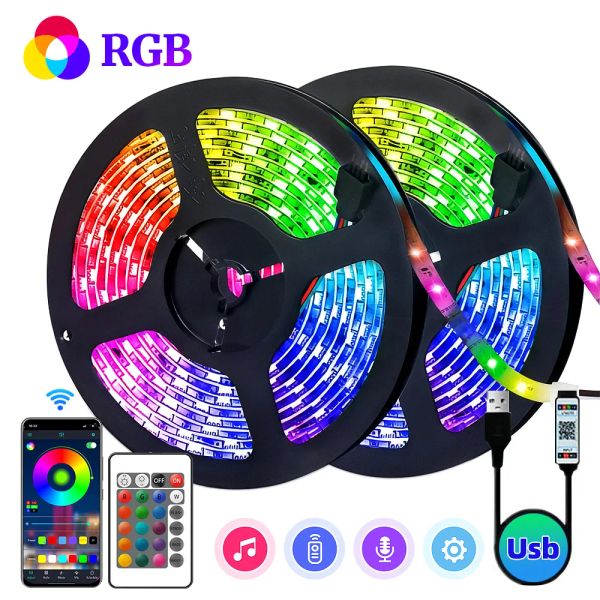Bande lumineuse LED RGB 5050 ,5V 5M,16 millions de couleurs, RGB, bande lumineuse Led, synchronisation musicale, changement de couleur pour fête à domicile