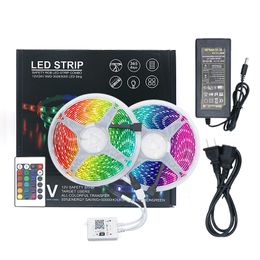 LED Strip Lights RGB 5050 SMD Flexibele Lint Waterdichte RGB LED Licht 10 M Tape Diode DC 12V Bluetooth-bediening met doos