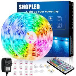 LED -striplichten met externe 5m, flexibele kleurveranderende LED -lichten voor slaapkamer, 5050 RGB LED -tape -lichten met 44Key IR -afstandsbediening, 24V voor kamer, bar, tv, keuken, feest