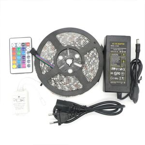 Ledstrip RGB 5M SMD 5050 60LEDMeter Flexibel Waterdicht IP65 24Key IR-afstandsbediening Led-controller 5A Voeding US EU UK AU-stekker voor6682300