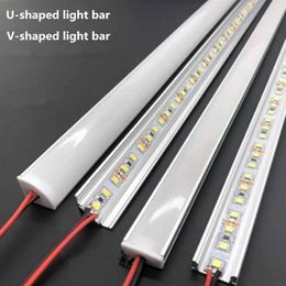 LED-strips 1-30 PCS LED Rigide Strip DC12V 50 cm 20 inch SMD5730 36leds U/V-vormige platte LED-aluminium kanaal Stijgelste strip voor binnenverlichting P230315