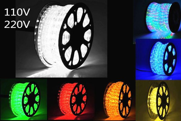 Bandes LED 100m 2 fils ronds LED corde lumières cristal clair PVC Tube IP65 résistant à l'eau flexible vacances fête de Noël Decorati7435726