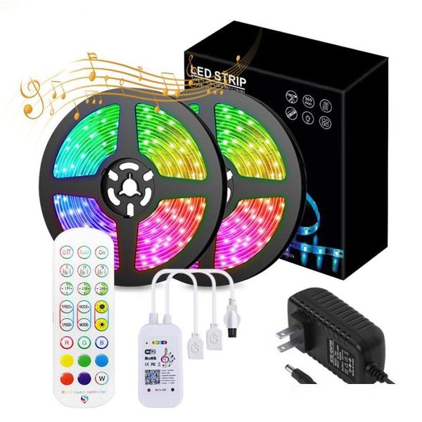 Bandes LED 10 M 12 V synchronisation de la musique changement de couleur App contrôle bandes lumineuses à distance pour la décoration de la maison de fête de chambre à coucher 3668311 livraison directe Dhufy