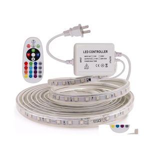 Bandes LED 10M 50M 110V / 220V haute tension Smd 5050 RVB lumières étanche ajouter télécommande ajouter alimentation livraison directe éclairage Dhvr4