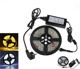 LED-strips 12V flexibele LED-strip licht 5M 300 LED 5630 5050 3528 SMD + DC-connector + 12V 6A voedingsadapter Koud/warm wit/blauw/rood/groen HKD230912