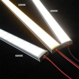 Bandes LED 12VDC 50cm 20 pouces Cabinet Bar Light 2835 60/120/240 Led Flat U Low Profile Spotless Diffusion Adhésif Aluminium Hard Strip P230315