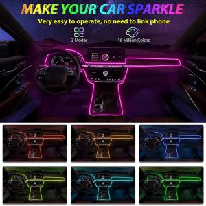 Tiras LED de 1M/2M/3M/5M para Interior de coche, lámpara decorativa Led, tira de neón para cableado EL para Auto, luz ambiental Flexible DIY, diodo de ambiente de fiesta USB