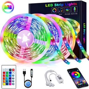 LED-strips 20m-1m LED-stripverlichting 5050 RGB Bluetooth Infraroodbesturing Luces Lumineuze decoratie voor woonkamer Kerstlamp Fita Lamp P230315