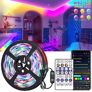 LED -strips 20m LED -stripverlichting voor kamer WS2812B RGBIC SMART LICHT STRIP 5050SMD NEON LED LAMT TAPE INFRARED BLUETOOTH LUCES LUMES LUMINE Decor P230315