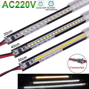 Bandes LED 220V LED Bar Lights 2835 72LEDs / m Haute luminosité 30/40 / 50cm Tube en aluminium LED Bande lumineuse rigide pour éclairage de cuisine sous armoire P230315