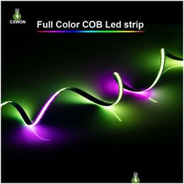 Bandes LED 24V Dream Color LED Cob Strip Lights Ws2811 16.4Ft / 5M 720Leds / M Cri90 Bande flexible lumineuse 12mm avec Wifi Bluetooth Music S Dhqyc