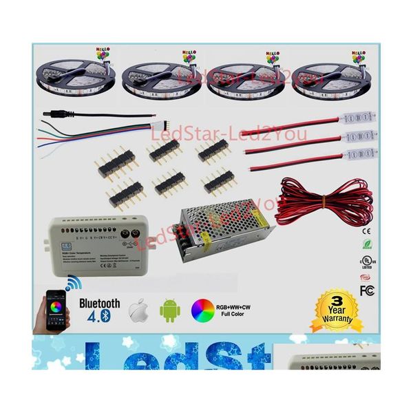 Ledstrips 30M 20M Bluetooth-strip Rgb Rgbw Dual Color Dimbaar 5050 3528 Waterdicht Addmi Light Controller Voeg versterker Power Adap Othcb toe