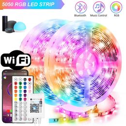 LED Strips 44 Key LED Strip Lights 24V Infrared Bluetooth Wifi Control RGB 5050 Music Sync Flexible Lamp For Room Decor Led Mural Chambre P230315