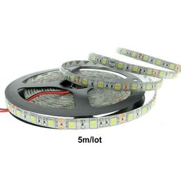 Bandes LED 5 mètres Light Light White White 5m 5050 SMD Super Bright Power Arageproof Flexible 300 Blue Cool Red Drop Livrot Li Dht1v