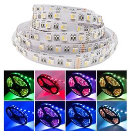 LED -stroken 5050 SMD 5M 600leds RGB Flexibele LED Strip -touwverlichting 120leds/M Waterdichte snaar Lichte tape 12V DC voor slaapkamer keuken huisdecoratie buitenlampen