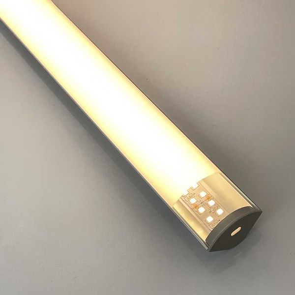 Bandes LED 50CM 20Inch Dimmable V Shape LED Cabinet Bar Light 30MM Wide 45 Curved Lens12VDC Comptoir Armoire Coin Bande Aluminium Profil P230315