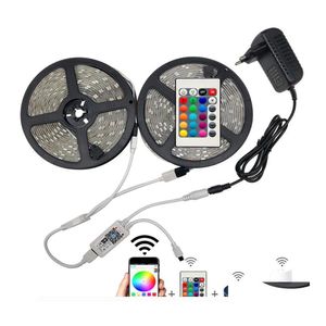 LED -stroken 5m 10m 15m WiFi Strip Lichten RGB Kleur Veranderlijk Flexibele waterdichte SMD 5050 RGBW RGBWW TAPE Voeg afstandsbediening toe