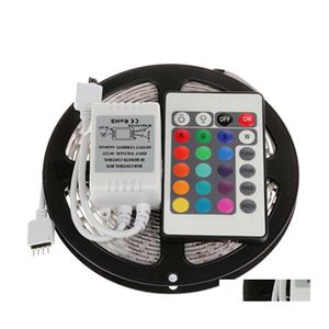 LED -strips 5m 3528 Striplicht RGB Waterdicht SMD3528 Add24Key IR Remote Controller Drop Leving Lights Lighting Holiday DHVUP