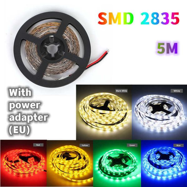 Bandes LED 5M Led Strip Lights 300LED 12V SMD 2835 Flexible RGB Bande Lumineuse Couleurs Uniques Haute Qualité Veilleuse Chambre Décoration P230315