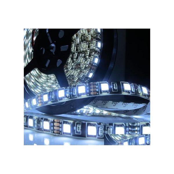 LED-Streifen, 5 m, PCB, Schwarz, 5050, Kaltweiß, 60 LEDs/m, 500 cm, 300 LEDs, flexibler Lichtstreifen, wasserdicht, 12 V Gleichstrom, Drop-Delivery-Lichter, Beleuchtung Ho Dhwxz