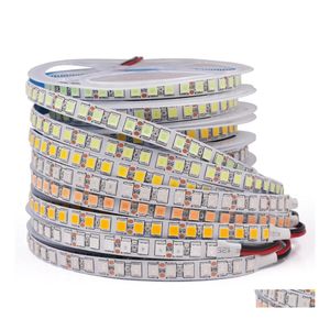 Bandes LED 5M RVB Strip Light 12V 5050 5054 Ruban flexible 60/120 Corde Diode à rayures étanches pour les lumières de livraison de baisse de décoration Dhqpw