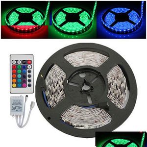 LED -strips 5m RGB Strip Licht Flexibel 3528 SMD Niet -waterdichte DC 12V addir Remote Controller Toevoegen 2A voeding Stage Party BB CHR DHPZH