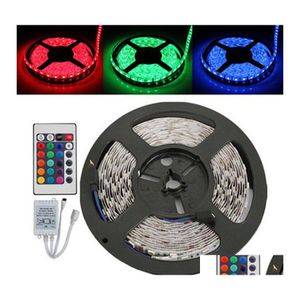 LED -strips 5m RGB Strip Licht Flexibel 3528 SMD Niet -waterdichte DC 12V addir Remote Controller Toevoegen 2A voeding Stage Party BB CHR DHIZM