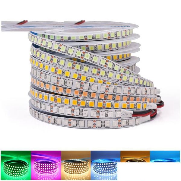 Tiras LED 5m Strip SMD 5050 5054 Cinta impermeable Diodo de cinta 12V 2835 Luz de neón flexible 60/120leds/m luces para decoración de la habitación Dhqg77