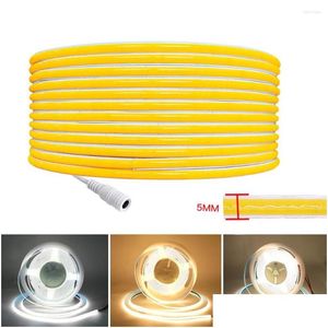 Strisce Led 5Mm Dc 12V 24V Soft Cob Strip Lighting 384 Led Nastro Nastro Ad Alta Densità Flessibile Fob Light Bar Ra90 Corda Per Decor Drop De Dhhyb