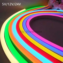 LED -strips 5V 12V 24V LED neon strip Licht teken touw Flexibele tape Soft Bar Siliconenbuis Waterdicht 2835 SMD Wit geel rood groen blauw roze HKD230912