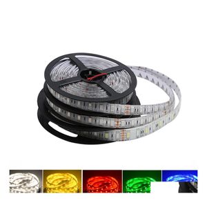 Bandes Led 5V 12V 24V Bande Lumineuse Tv Rétro-Éclairage Étanche Smd 5050 5M Blanc Chaud Rgb Pour Chambre Chambre Drop Delivery Lights Éclairage H Dh9Bp