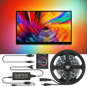 Tiras LED 5V WS2812B USB LED Luz de tira 5050 RGB Dream Color Ambient TV Kit para PC de escritorio Pantalla Iluminación de fondo 1M 2M 3M 4M 5M J230308