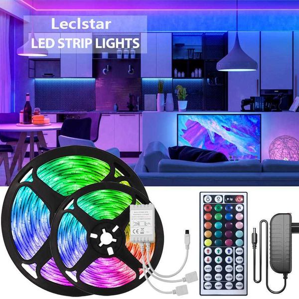 Bandes LED 65,6 pieds LED bande lumières RGB 5050 couleur changeante néon bande avec 44 touches IR télécommande lampe de nuit rétro-éclairage lumineux pour chambre maison P230315