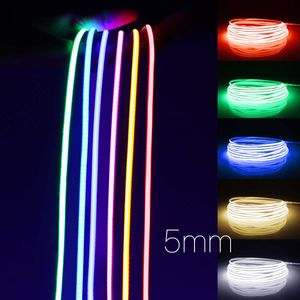 LED -strips 9 kleuren Hoog Bright FOB COB LED Decoratieve lichtstrook 5 mm Super dunne flexibele tape RA90 12V 1m 2m 3m 4m 5m voor kamerauto -decor P230315