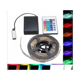 LED -stroken batterij aangedreven strip 3528 SMD 50 cm 1 m 2 m warm licht / witte RGB waterdichte flexibele snaar drop levering lichten verlichting dh8gg