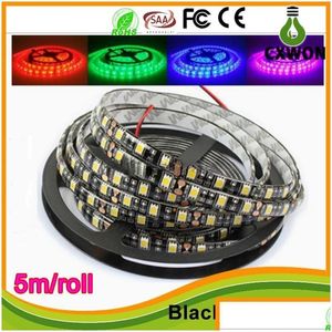 Led Strips Black Pcb Board 5050 Led Strip Warm White Rgb Ip65 Waterproof Dc12V 300 Leds 60Led M Flexible L Drop Delivery Lights Ligh Dhfyn