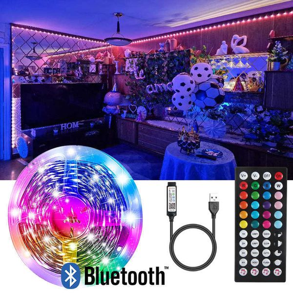 Bandes LED Bluetooth Bande LED Lumière Couleur RVB Bande SMD 5050 5m10m 15m 20m 30m LED Lumières pour Chambre TV rétro-éclairage Décor P230315