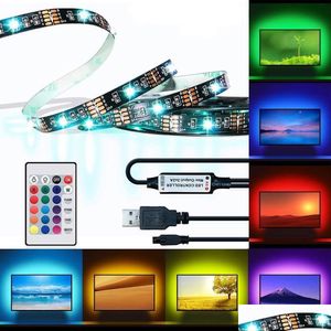 Led-strips Brelong Led TV-achtergrondverlichting 6.56Ft Rgb Flexibele USB-offsetverlichting Mti-kleur met infraroodcontroller Afstandsbediening Drop Deliver Dhlzu