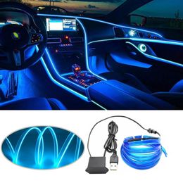 LED Strips Auto Omgeving El Draad LED USB Flexibele Neon Interieur Verlichting Montage RGB Licht Voor Automotive Decoratie Verlichting Accessoires